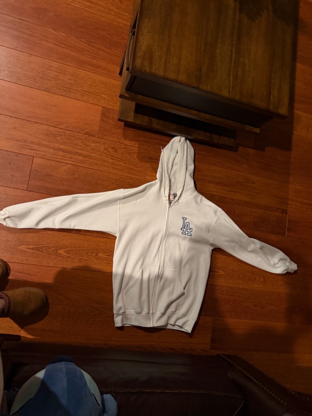 LA Dodgers White Zip-Up Hoodie - Unbranded